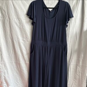 IMAN Navy Jumpsuit with Flutter Sleeves